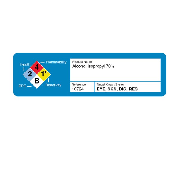 Nevs Label, Alcohol Isopropyl 70% 1" x 3-1/2" White w/ 4 C.P. VW-0121 - main